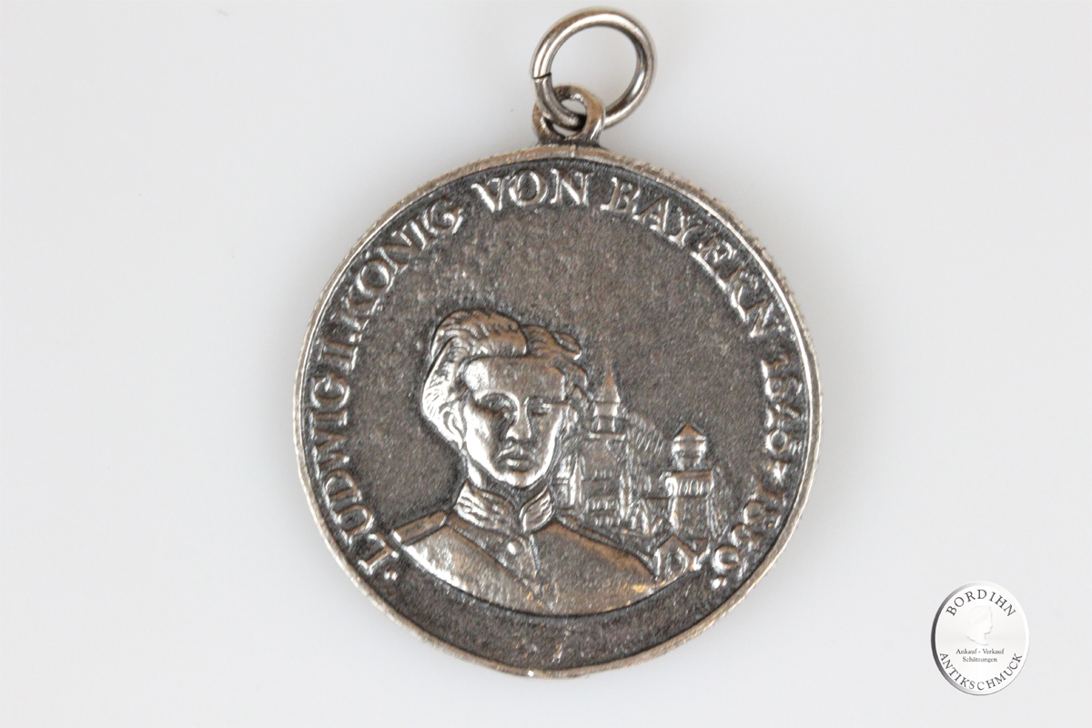 Anhänger Sterling Silber Bieruhr König Ludwig II Münze Trachtenschmuck