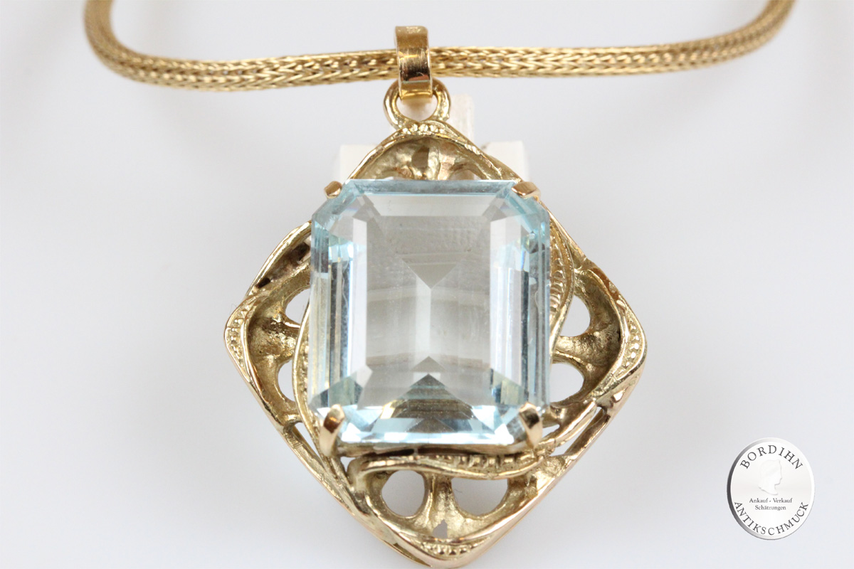 Damen Schmuck Halsketten Jacquie Aiche Kette Aus 14 Karat Gold Mit Aquamarin Und Diamanten in Weiß 