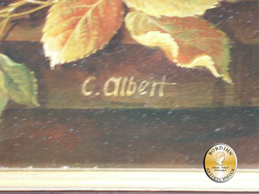 Ölbild; C. Albert, Stilleben Blumen, signiert