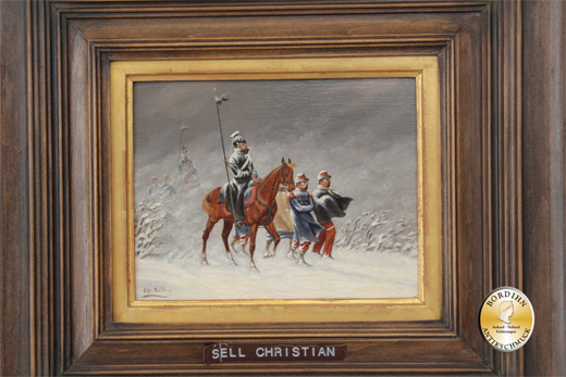 Ölbild; Christian Sell, Schlachtenmalerei, Öl auf Holz