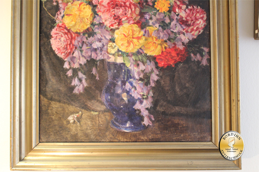Ölbild C. Eggers um 1830 Blumenstrauss Öl auf Leinwand Ölgemälde Kunst