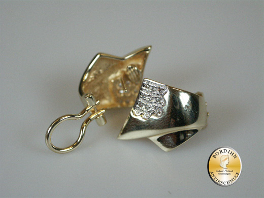 Ohrstecker 14 Karat Gold mit Brillanten Ohrring Ohrschmuck Clip Damen