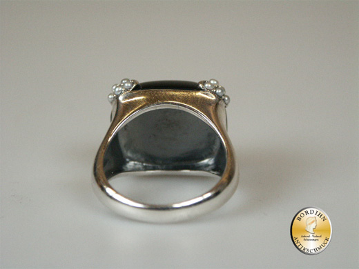Ring 925 Sterling Silber Onyx Perlen neu Fingerring Schmuckring Damen