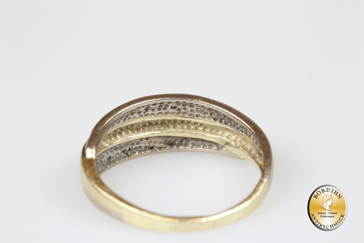 Ring; 14 Karat Gold, mit Brillanten