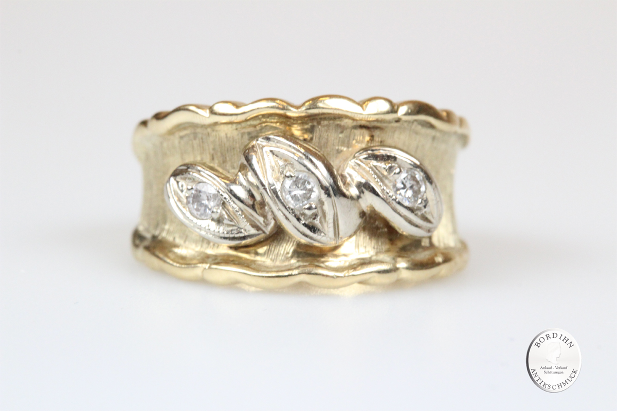 Ring 14 Karat Gold Diamant Bandring Goldring Schmuck Edelsteine Damen