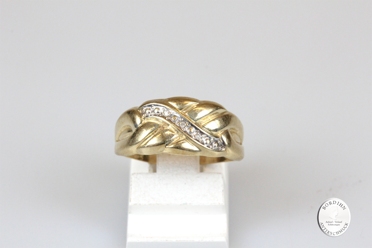 Ring 14 Karat Gold 3 Brillanten Goldring Diamanten Bandring Damen Geschenk