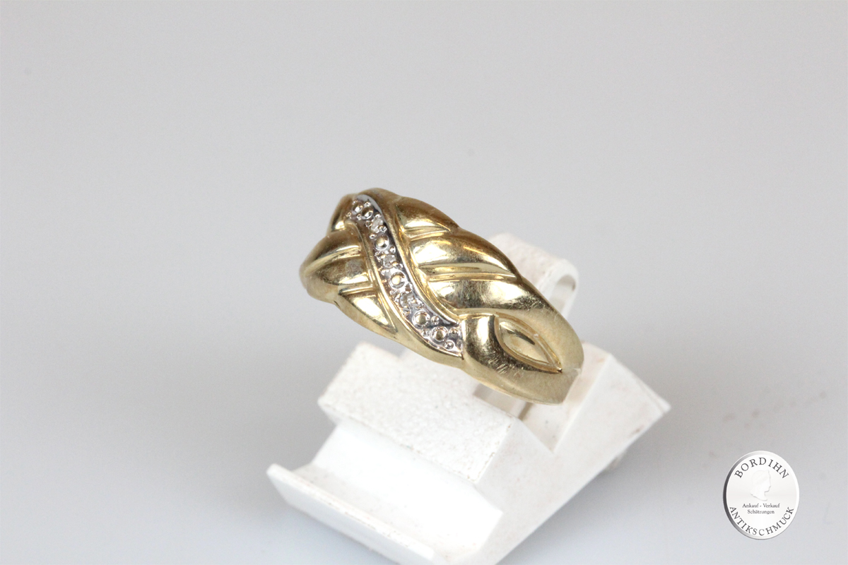 Ring 14 Karat Gold 3 Brillanten Goldring Diamanten Bandring Damen Geschenk