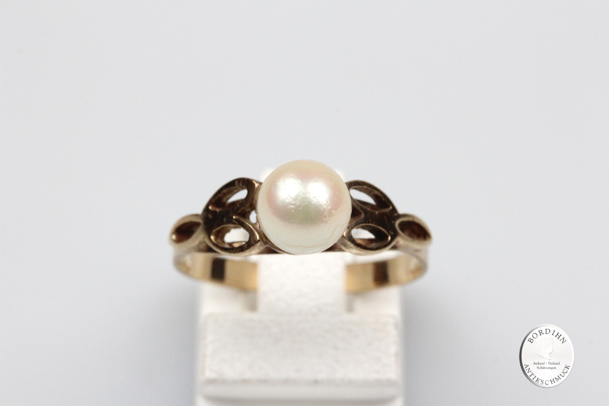 Ring 8 Karat Gold Perle Goldring Perlenring Damenring Schmuckring