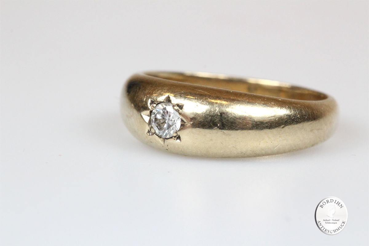 Ring 9 Karat Gold mit Diamant Bandring Goldring Schmuck antik Gold
