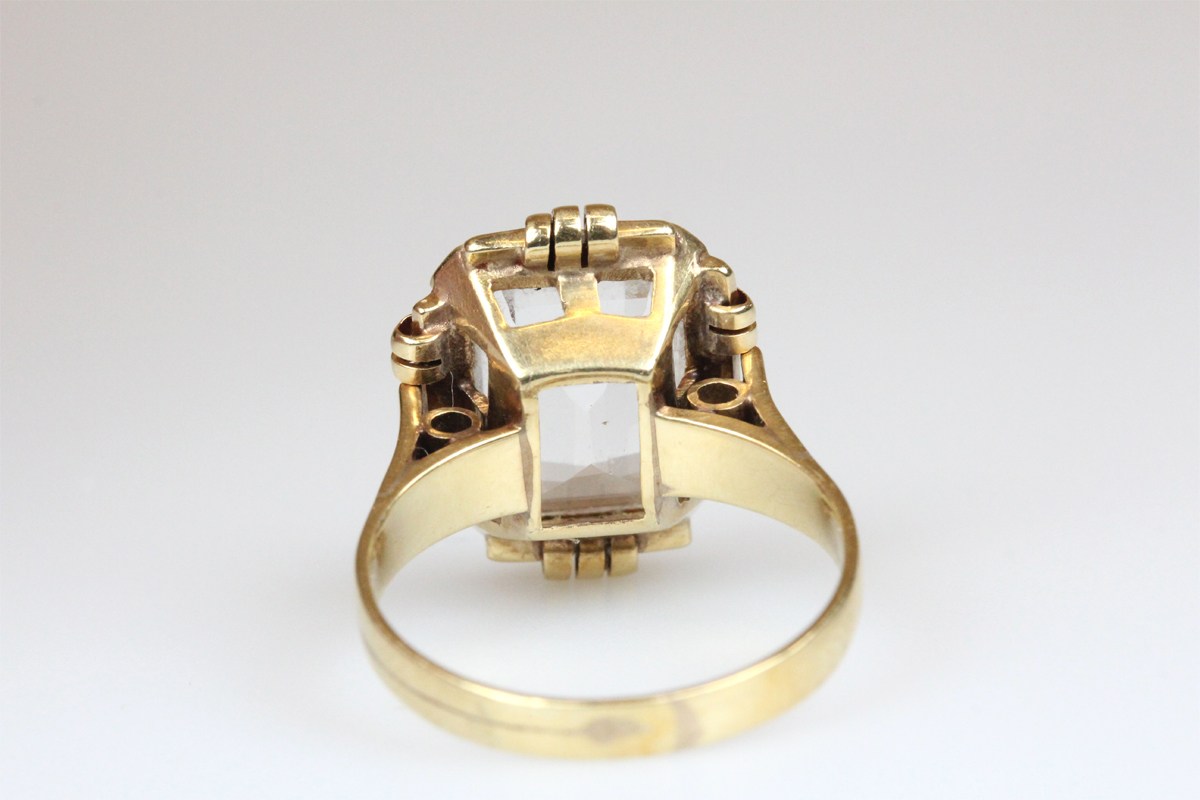 Ring 14 Karat Gold mit Bergkristall Goldring Schmuckring Damen Geschenk