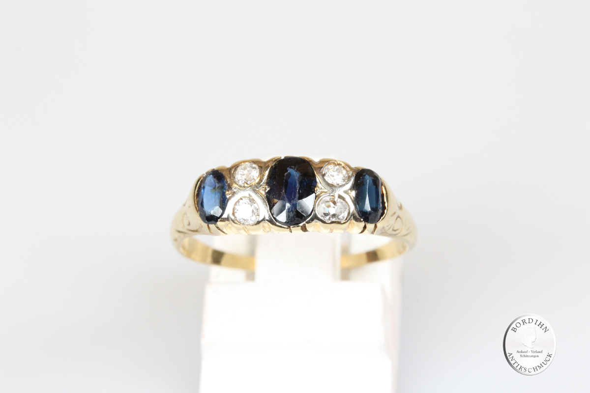Ring 14 Karat Gold Saphir Diamant Goldring Schmuckring Edelstein antik