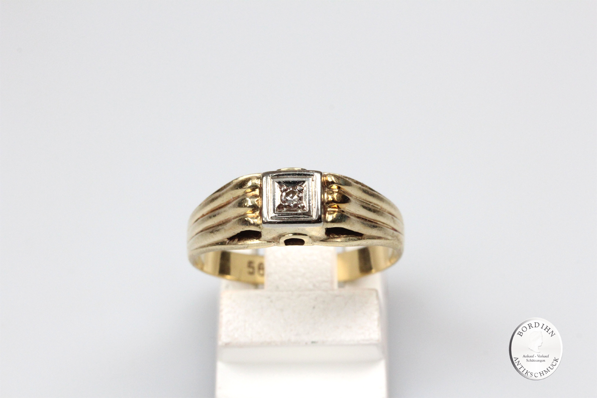 Ring 14 Karat Gold mit Brillant Goldring Schmuckring Diamant Edelstein