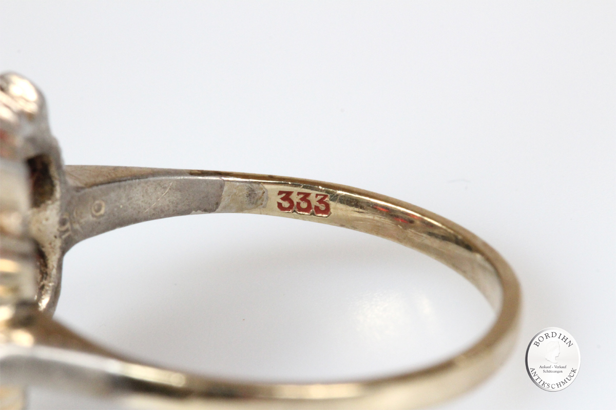Ring 8 Karat Gold mit Granat Goldring Schmuckring antik Damen Geschenk