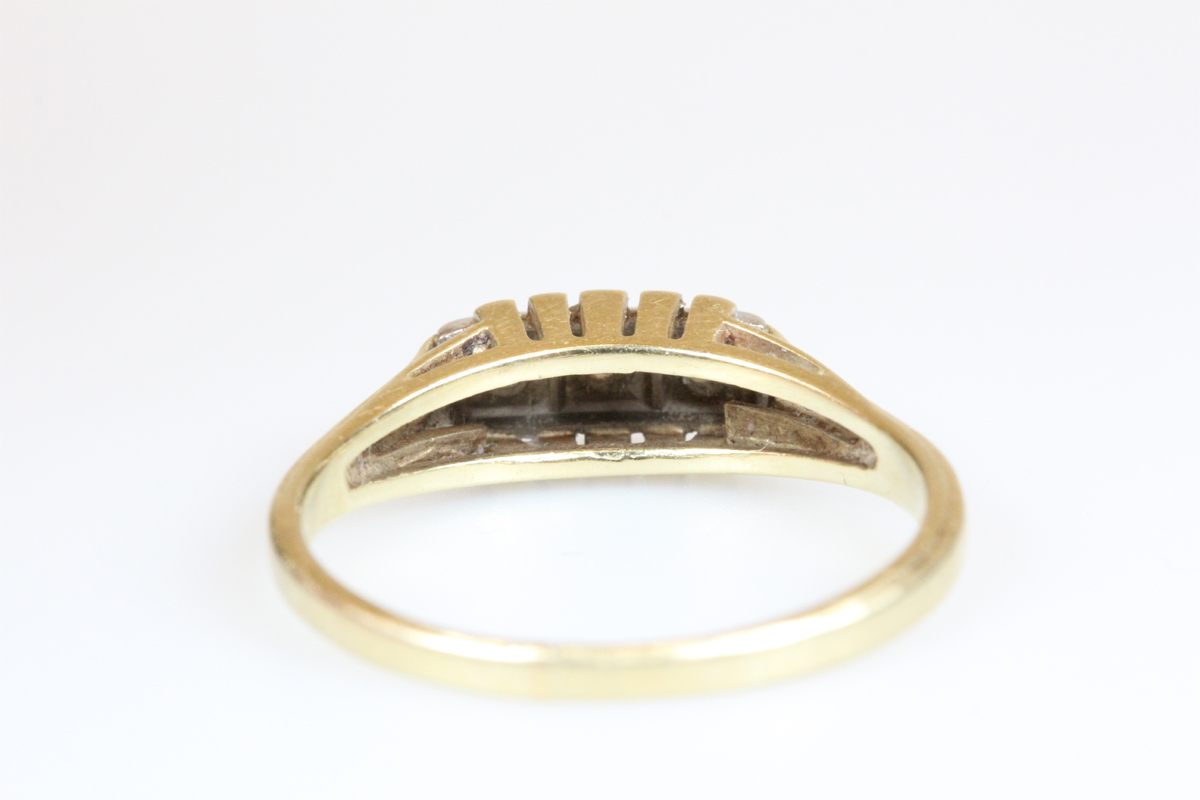 Ring 14 Karat Gold 3 Brillanten antik Goldring Diamanten Damen Geschenk