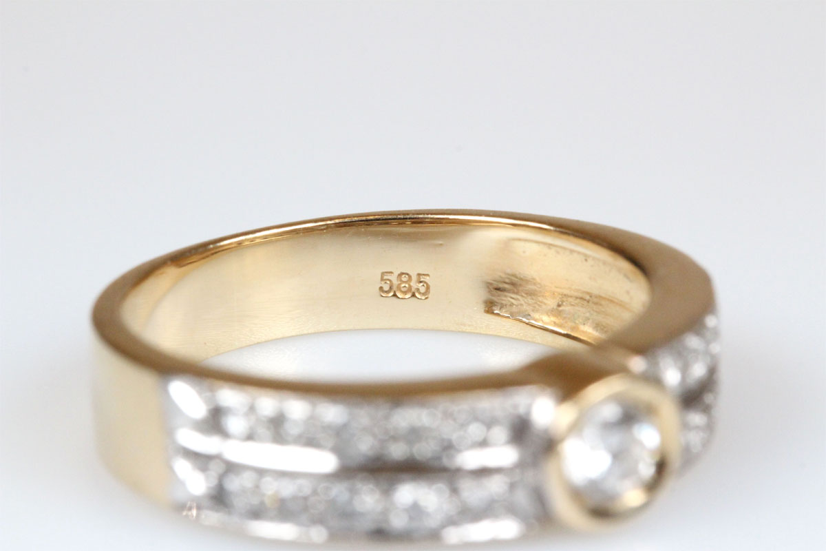 Ring 14 Karat Gold Brillanten Bandring Diamanten Schmuck Geschenk