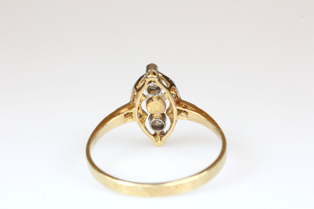 Ring 14 Karat Gold Perle Diamanten antik Schmuck Damen Geschenk