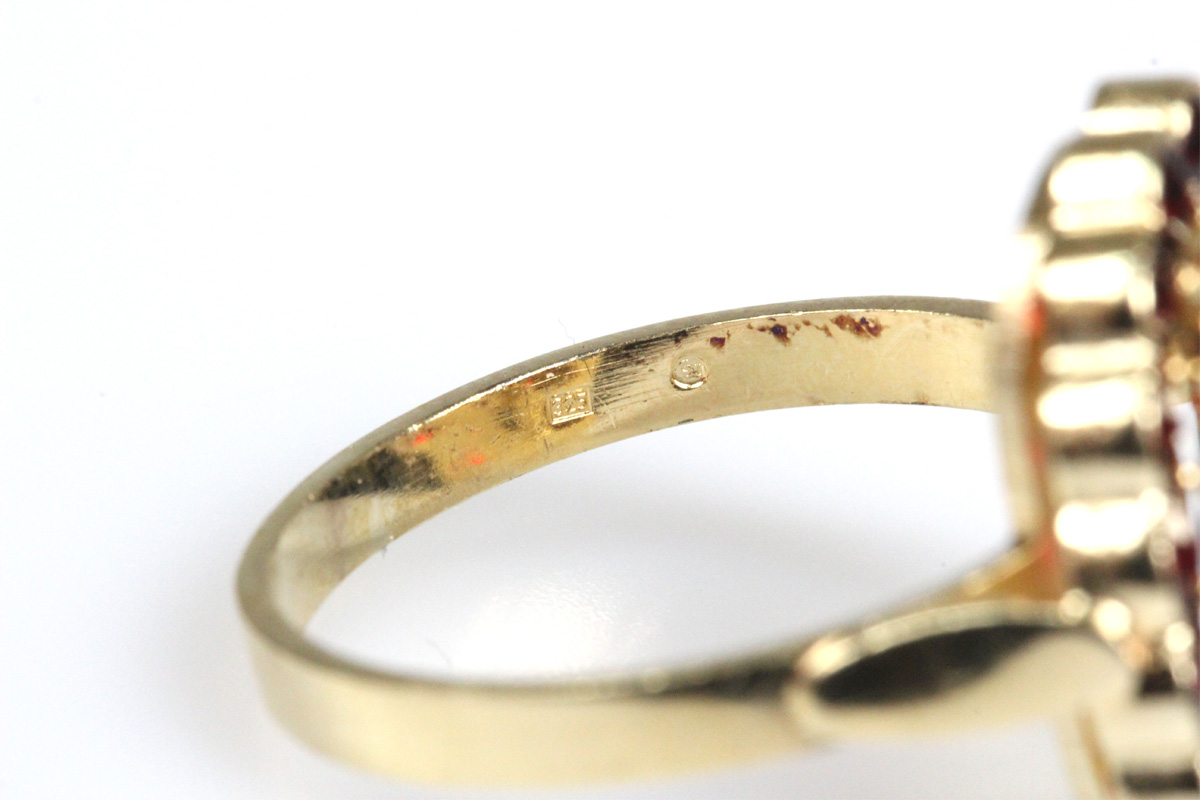 Ring 925 Silber vergoldet Granat Schmuck Damen Geschenk Tracht neu hergestellt