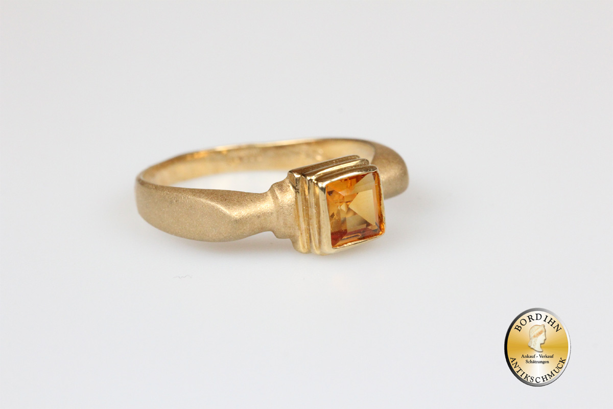 Ring 9 Karat 375 Gold Citrin Schmuckring Edelstein Goldring Fingerring