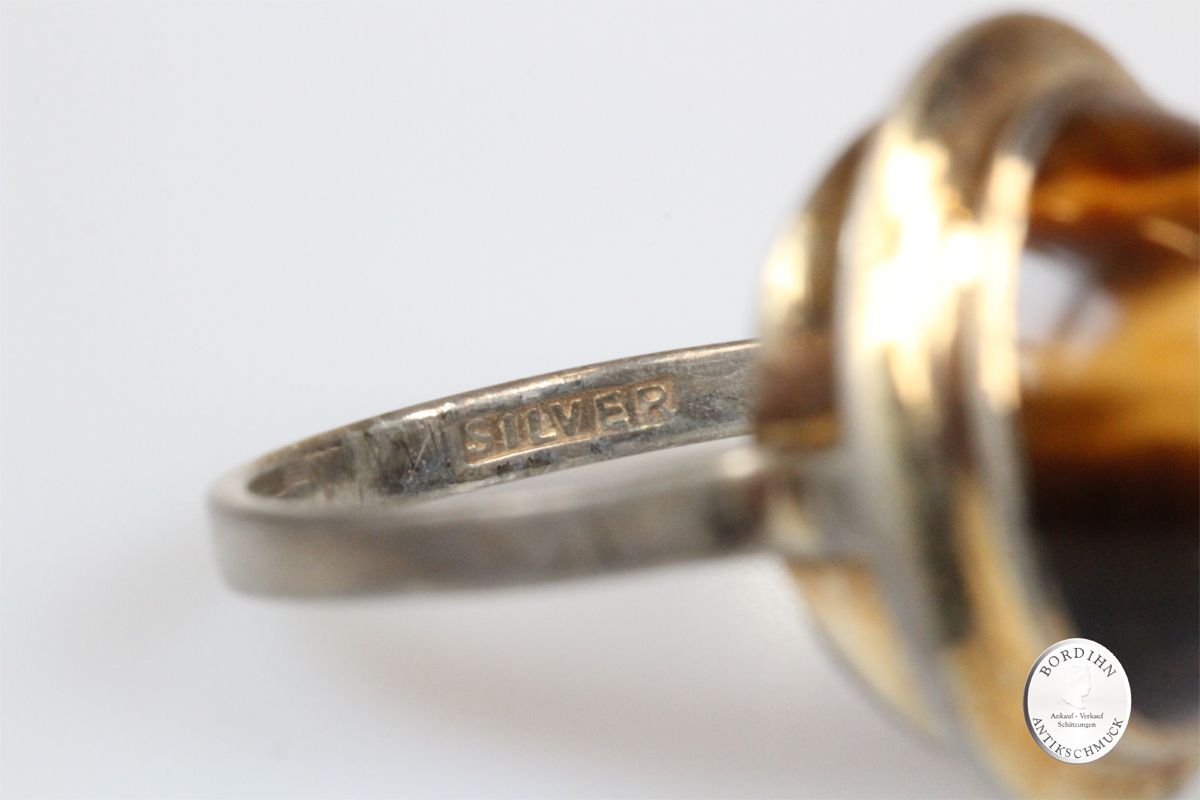 Ring Silber vergoldet mit Tigerauge Schmuckring Damen Geschenk