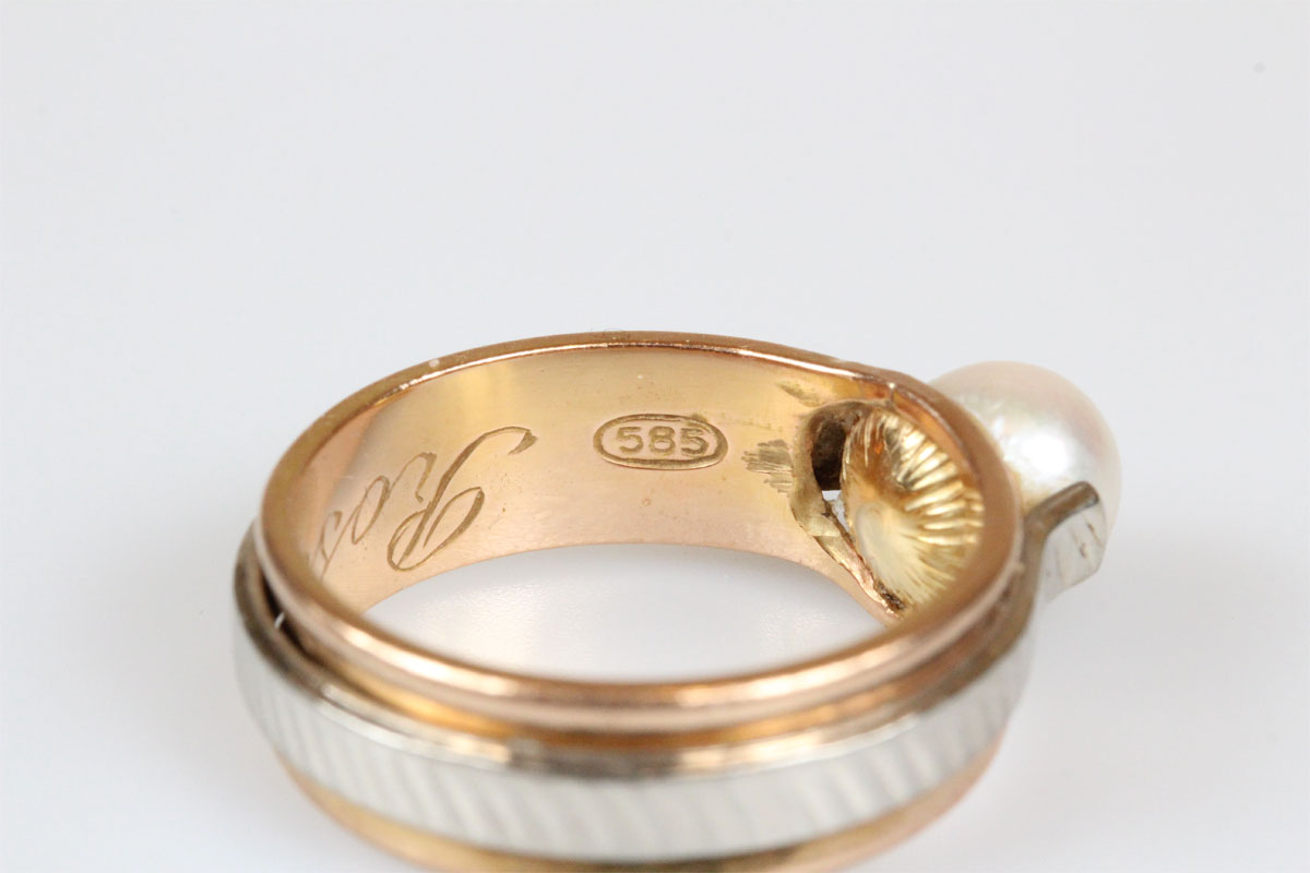 Ring 14 Karat Gold Perle antik Schmuck Goldring Damen Geschenk