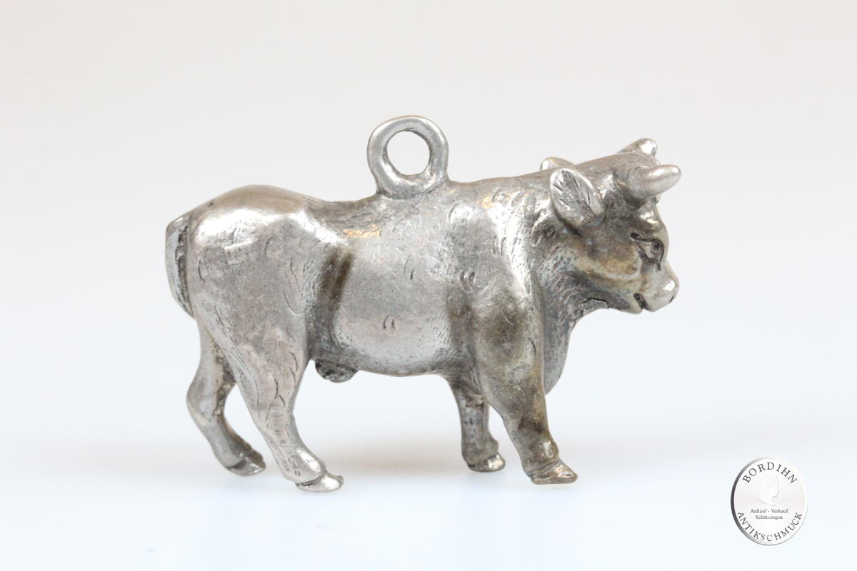 Anhänger 800 Silber Stier Kuh Schmuck Figur für Bauchkette Schariwari Geschenk