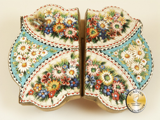 Gürtelschliesse; Mosaik Messing, antik 1880, Tracht