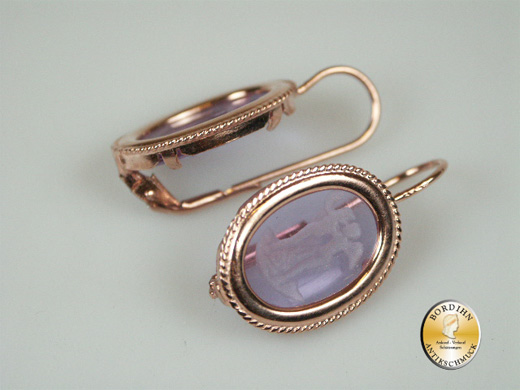 Ohrring 925 Silber vergoldet Römisches Glas Ohrhänger Schmuck Damen