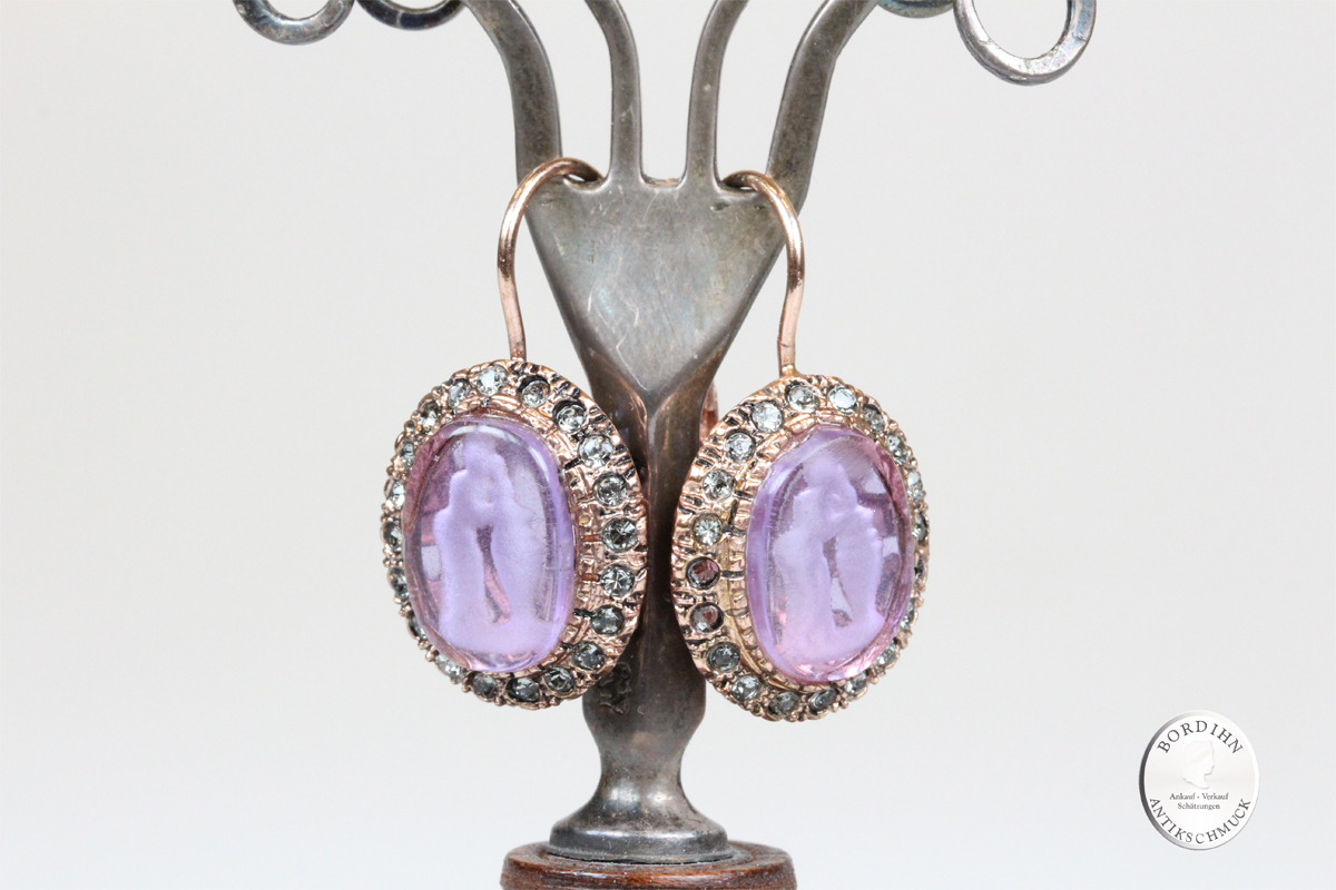 Ohrhänger Silber vergoldet römisches Glas Ohrschmuck Geschenk Damen