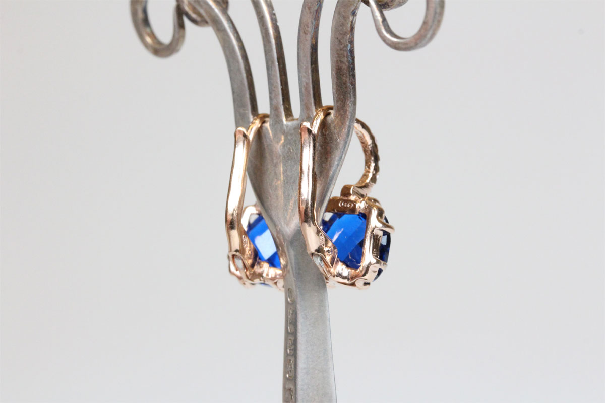 Ohrringe Silber vergoldet Zirkonia blau Ohrschmuck Damen Geschenk