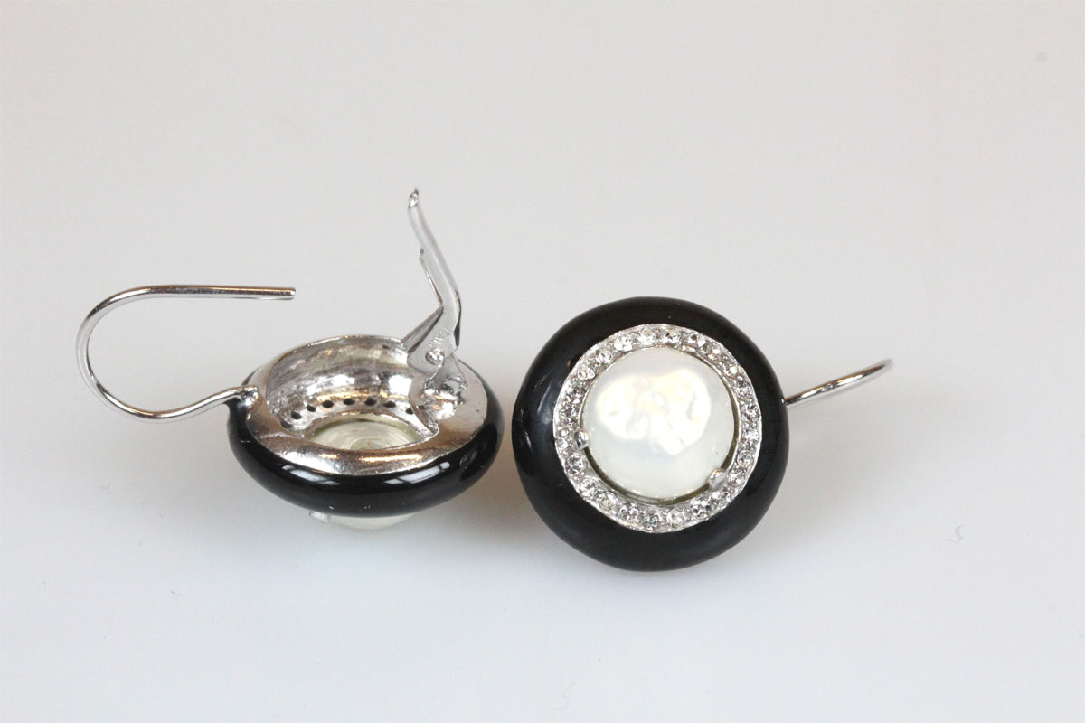 Ohrringe 925 Silber Emaille Barockglasperle Schmuck Damen Geschenk