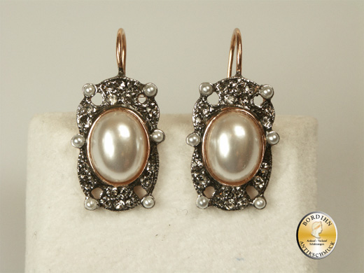 Ohrhänger Silber vergoldet synthetische Perlen Ohrringe Ohrschmuck