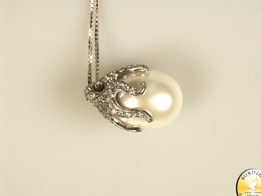 Collier 925 Silber Halskette synthetische Perle Anhänger Schmuck Damen