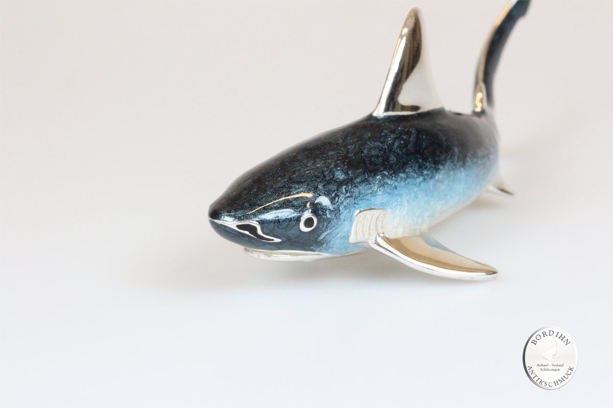 Hai Fisch mittel Tier 925 Silber Miniatur Saturno für Sammler Geschenk