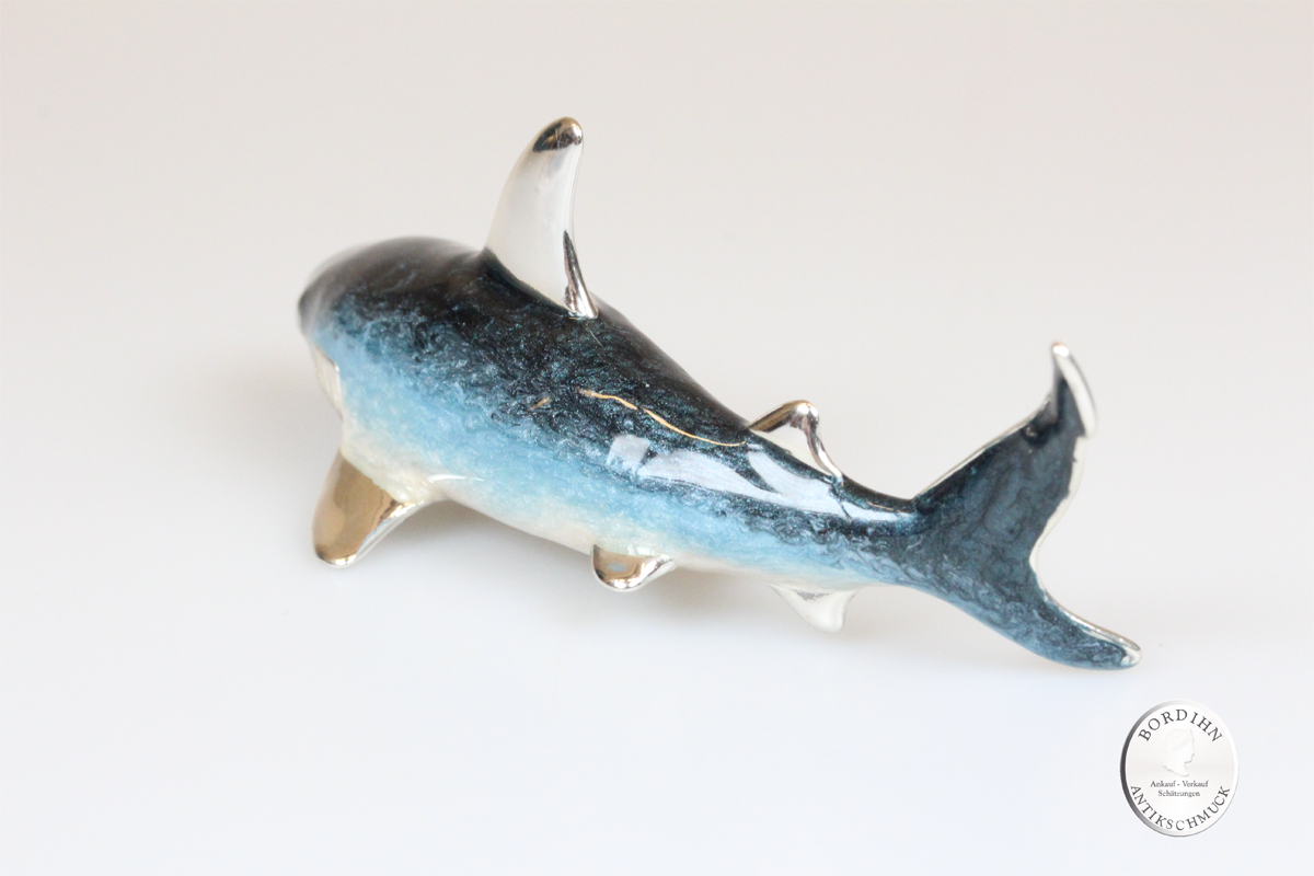 Hai Fisch klein Tier 925 Silber Miniatur Sammlerstück Saturno Geschenk