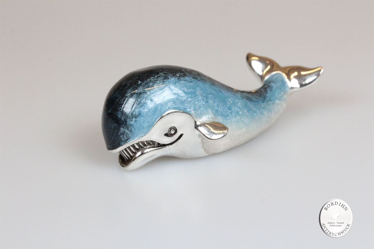 Wal Fisch groß Tier 925 Silber Miniatur Saturno Sammlerstück Geschenk
