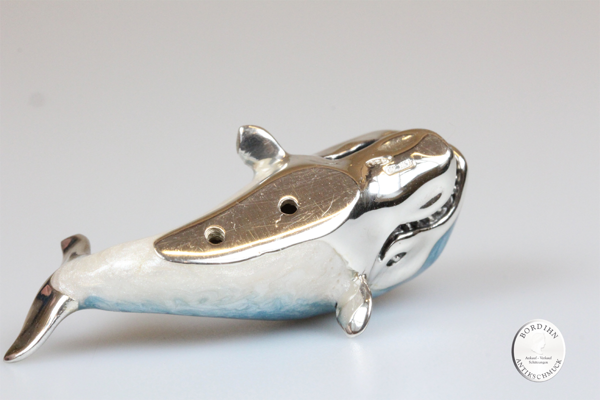 Wal Fisch mittel Tier 925 Silber Miniatur Saturno für Sammler Geschenk