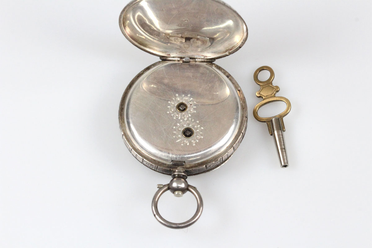 Taschenuhr 935 Silber Schlüsseluhr antik Sprungdeckel mechanisches Werk