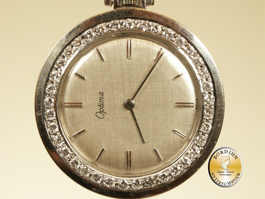 Taschenuhr Optima 18 Karat Weißgold Brillanten Frack Uhr Gold Uhr