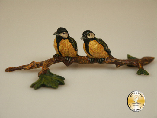Wiener Bronze Vögel auf Ast Kunst Sammler Figur Fritz Bermann