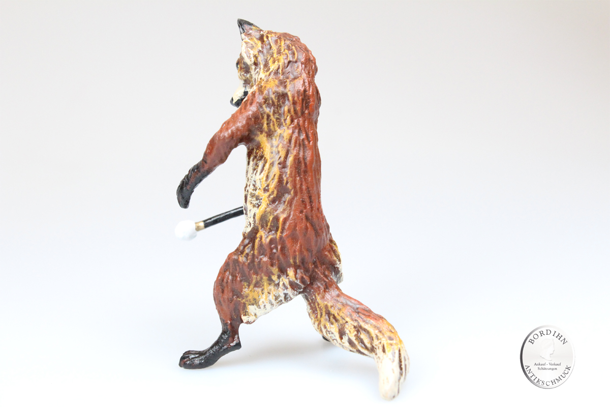 Wiener Bronze Fuchs mit Trommel Sammler Kleinkunst Original Skulptur