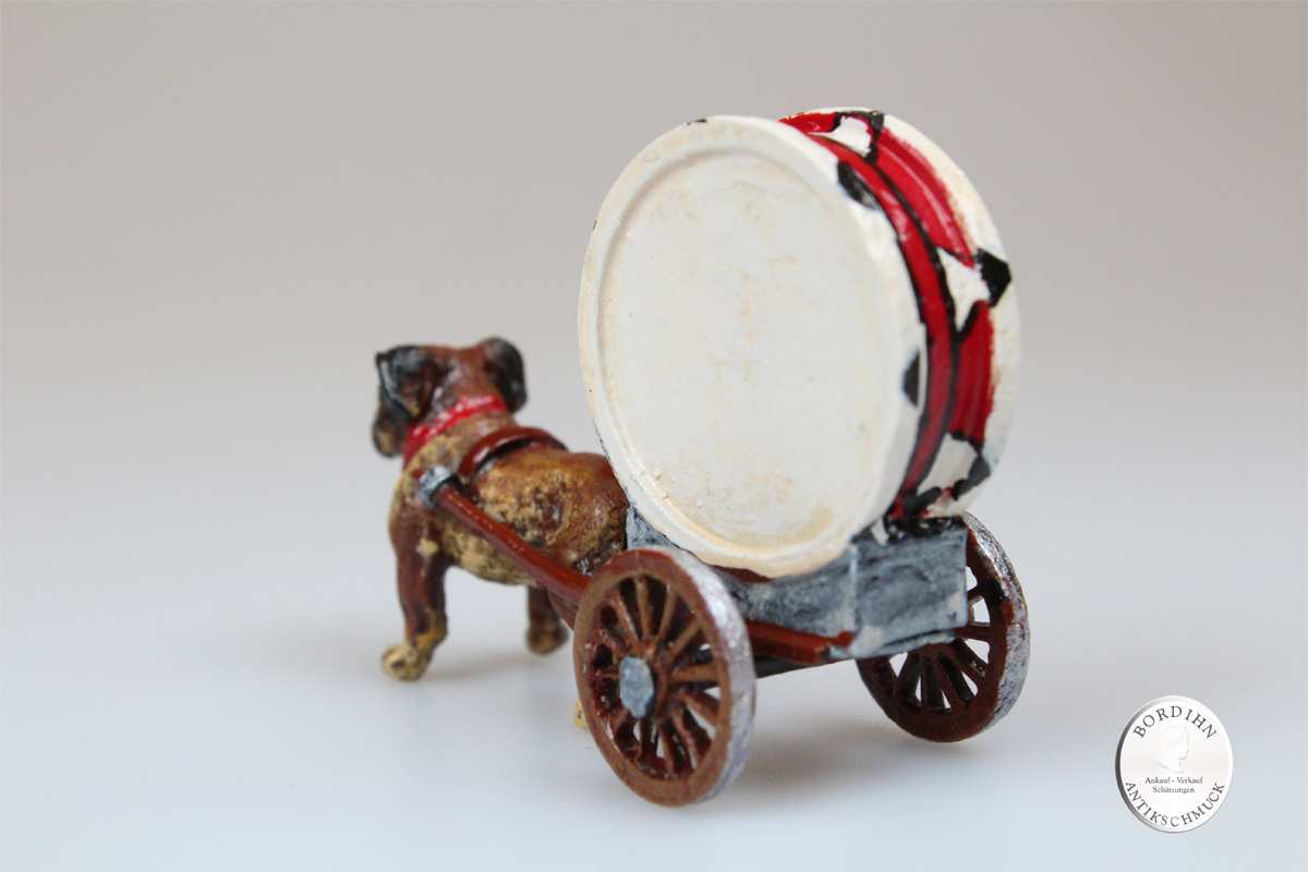Wiener Bronze Hund Wagerl Trommel Original Skulptur Sammler Kleinkunst