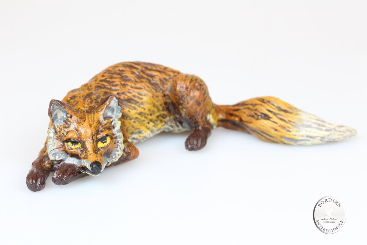 Wiener Bronze Fuchs liegend Kunst Sammler Figur Fritz Bermann
