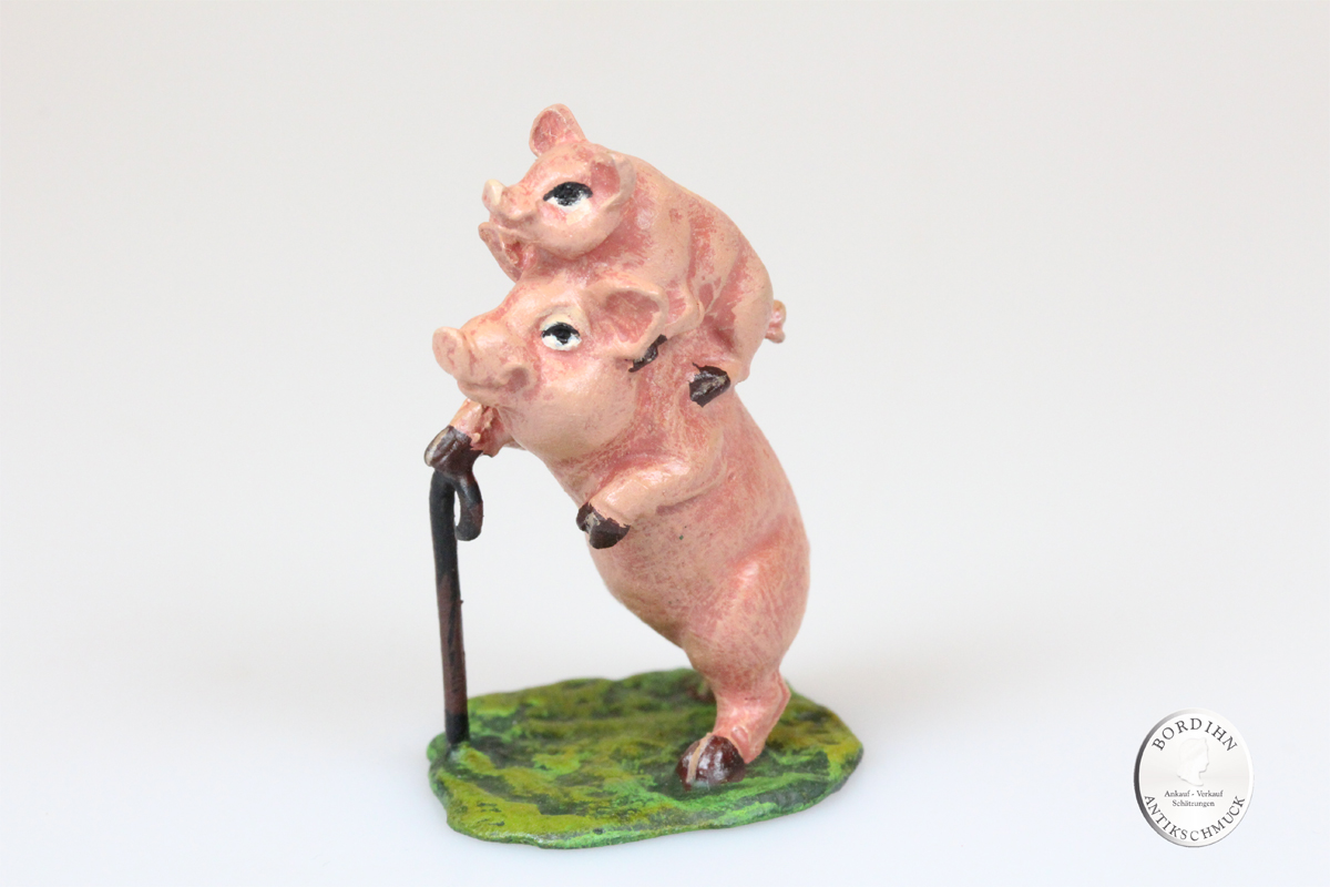 Wiener Bronze Schwein auf Schwein Kunst Sammler Figur Fritz Bermann