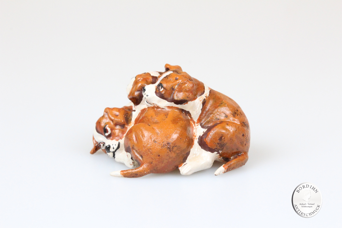 Wiener Bronze Englische Hunde Bullygruppe Kunst Sammler Figur Fritz Bermann