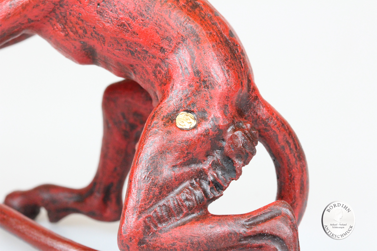Wiener Bronze Teufel bemalt groß Kunst Sammler Figur Fritz Bermann Erotica